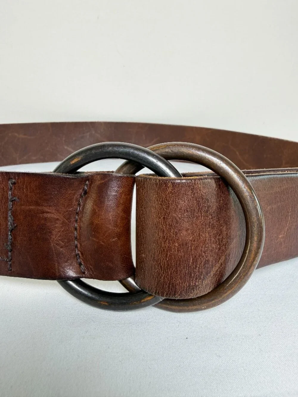 Vintage GAP Brown Leather Double O Ring Belt Medium